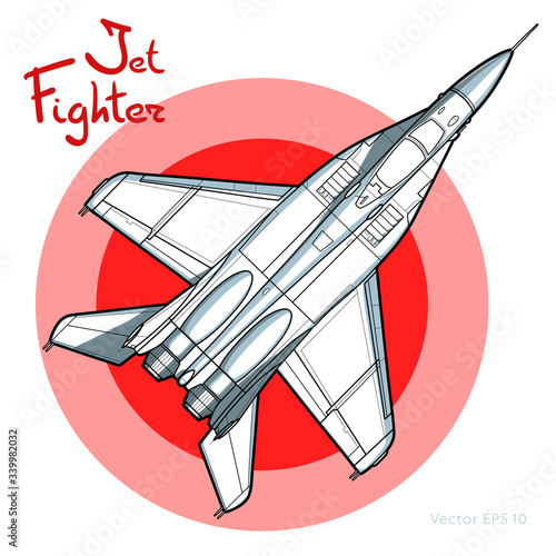 Modern Russian jet fighter aircraft. Vector draw