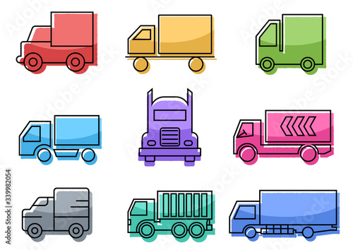 flat icons set,transportation,Truck,vector illustrations