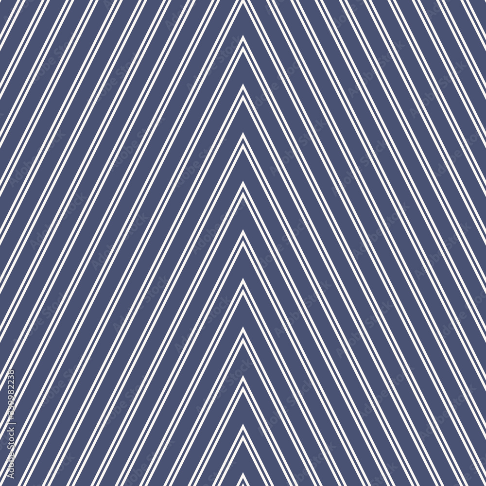 Fototapeta premium Zigzag seamless pattern. Vector texture with thin zig zag lines, stripes, streaks, chevron. Navy blue and white abstract geometric background. Simple minimal ornament. Repeat design for decor, print