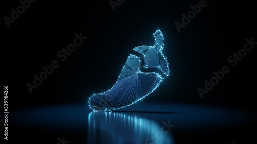 Canvas Print 3d rendering wireframe neon glowing symbol of pepper hot on black background wit