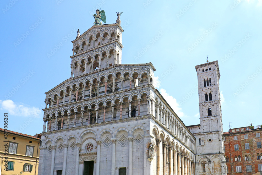 Medieval Cathedral San Michele in Lucca, Italy.