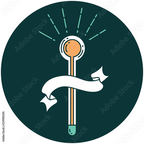 icon of tattoo style glass thermometer
