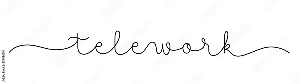 TELEWORK vector monoline calligraphy banner with swashes