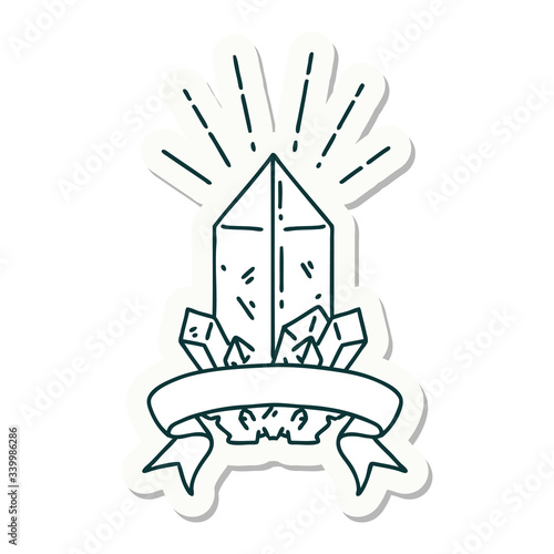 sticker of tattoo style quartz crystal