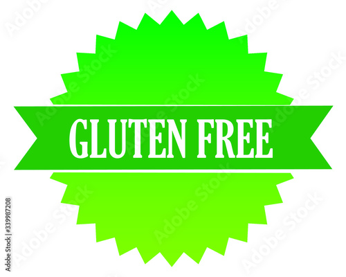 gluten free font button flat vector on green color background.
