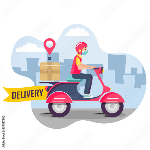 Online delivery service , online order tracking, delivery home and office. Scooter delivery. Shipping.