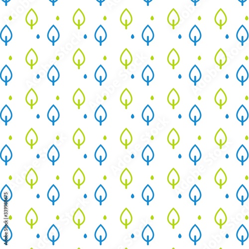 Leaf icon seamless pattern, green and blue color. Vector