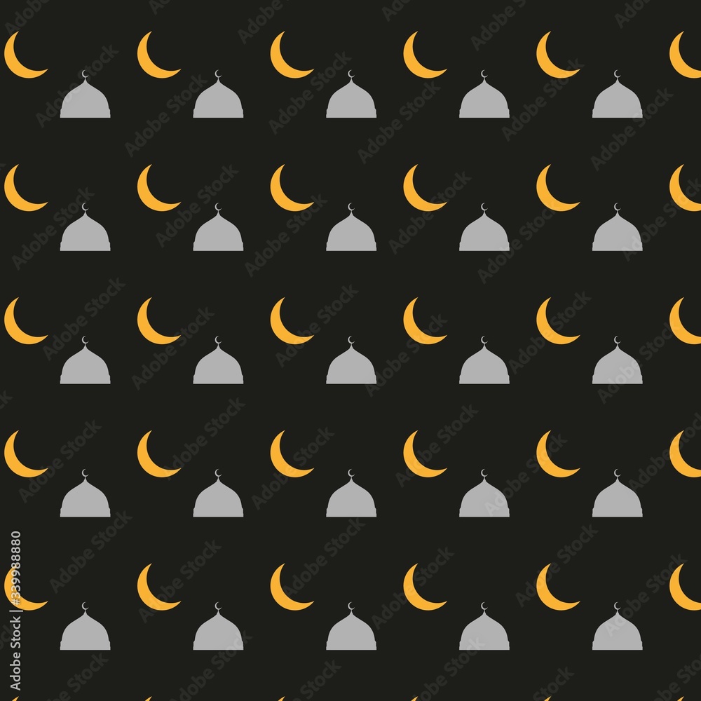 Seamless Pattern with islamic dome and moon icon. Vector Seamless Pattern with islamic dome and moon icon. Vector