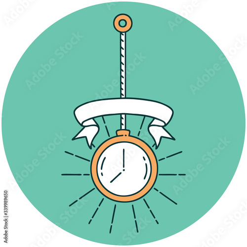 icon of tattoo style gold pocket watch