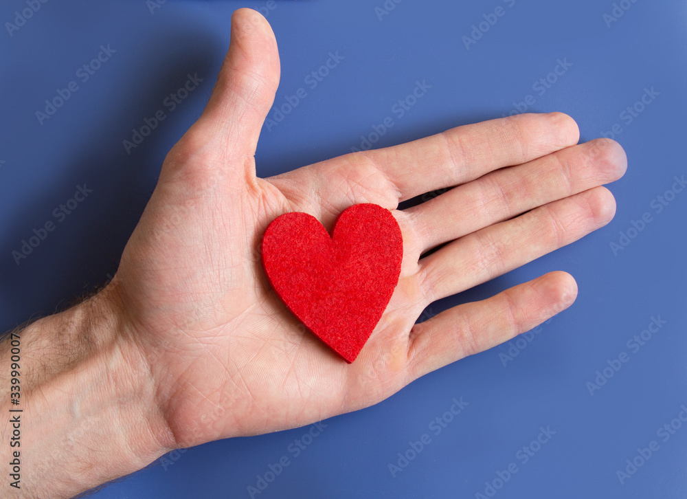 Hand holds a red heart, isolated in the background, surgeons save lives, tint. Hand holds a red heart, isolated in the background, surgeons save lives, tint.