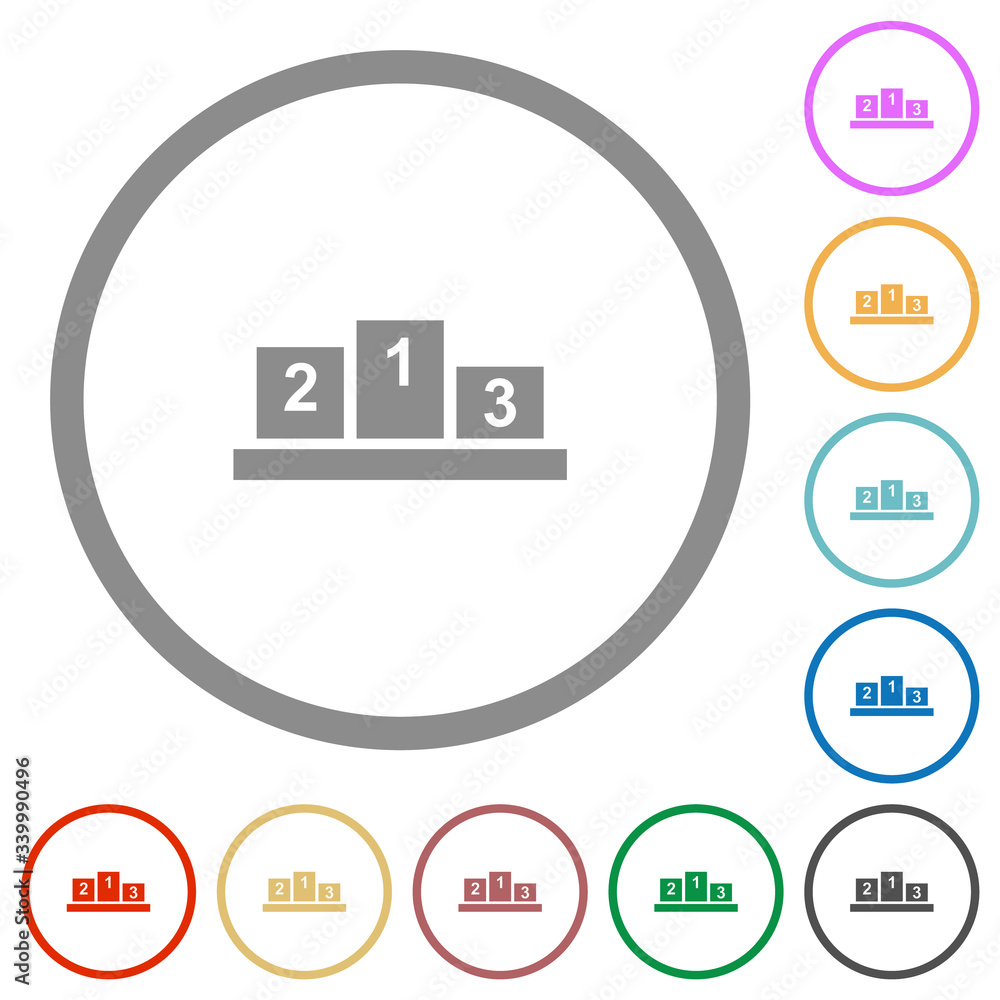 Winners podium with inside numbers flat icons with outlines Winners podium with inside numbers flat icons with outlines