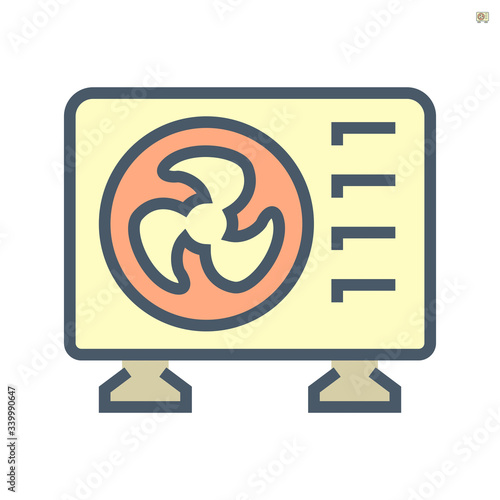 Air compressor part of air conditioner system vector icon design, 64x64 pixel perfect and editable stroke.