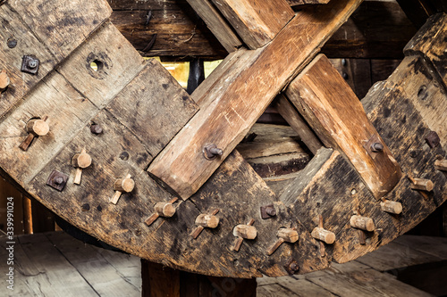 Wooden gears of a historic windmill