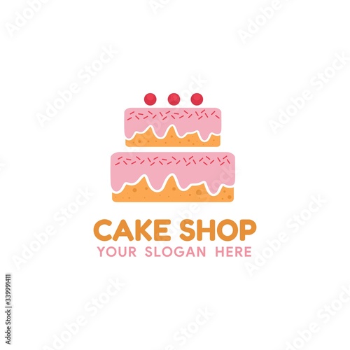 Simple Flat Pink Purple Cake Shop Logo Template