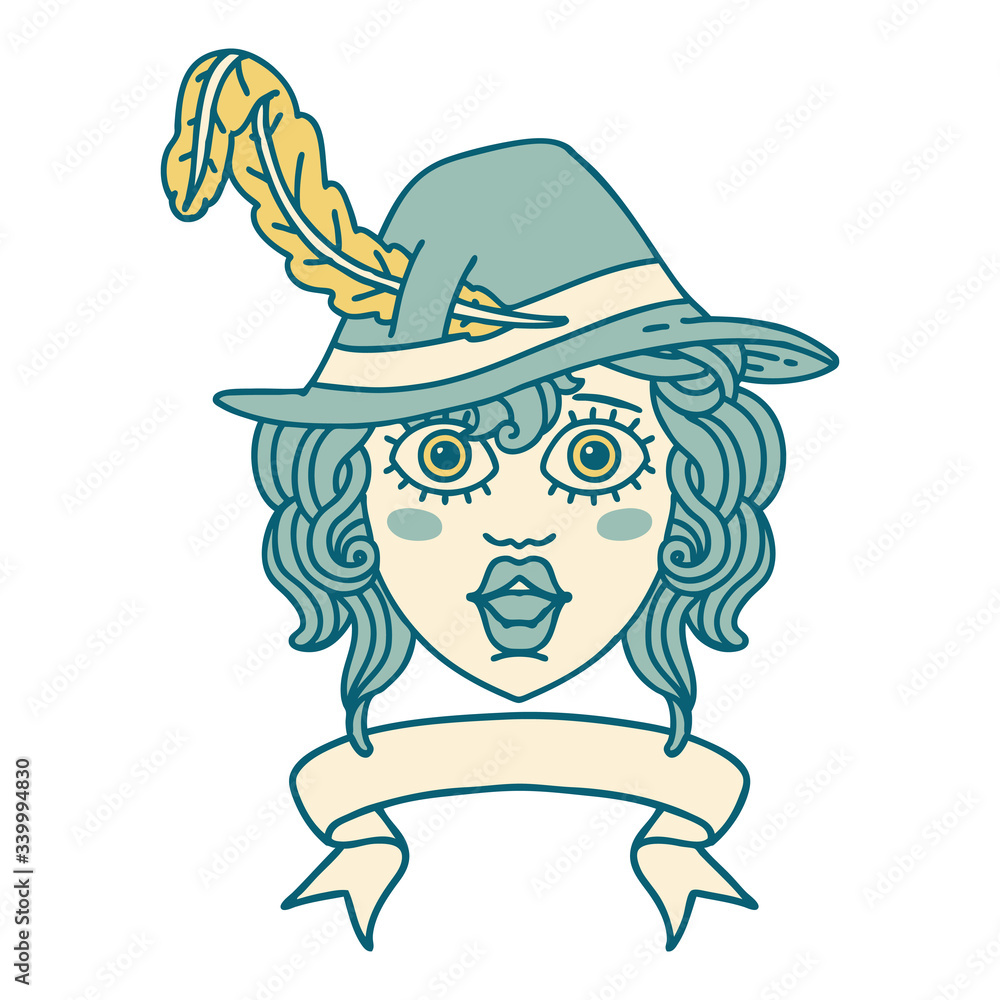 human bard character with banner illustration