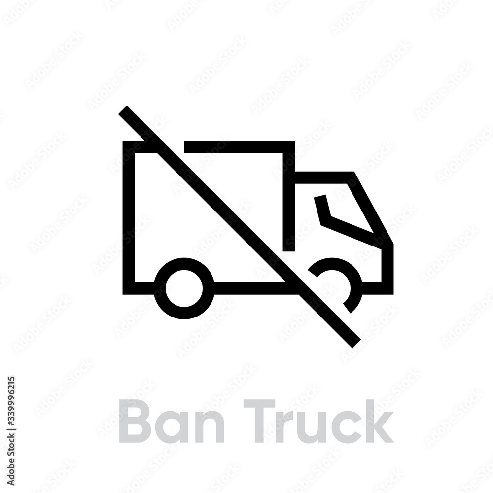 Ban Truck Delivery icon. Editable line vector. Ban Truck Delivery icon. Editable line vector.