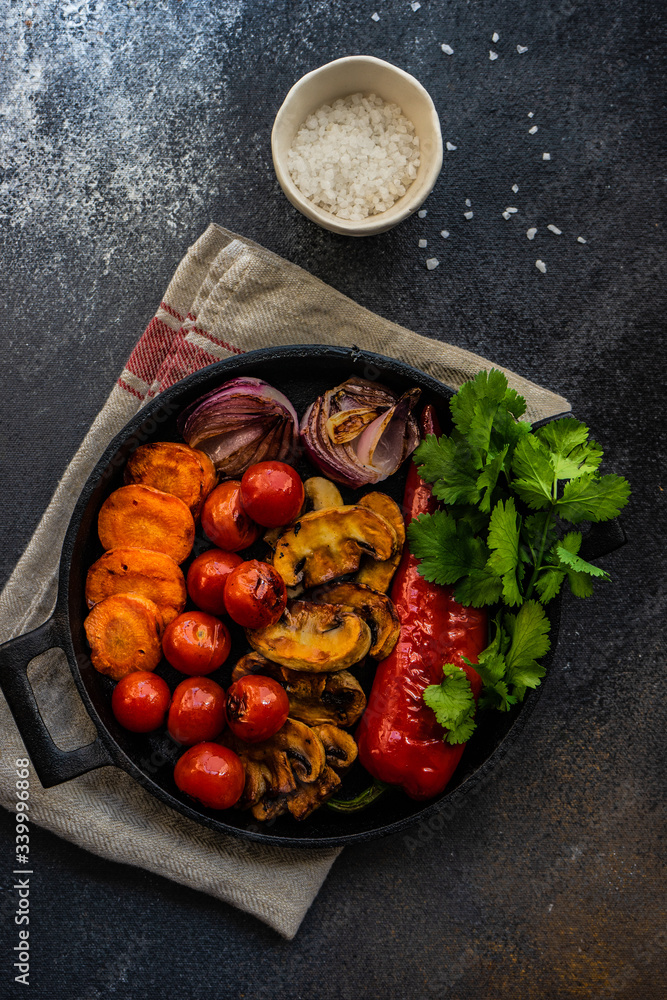 Healthy food concept with grilled vegetable