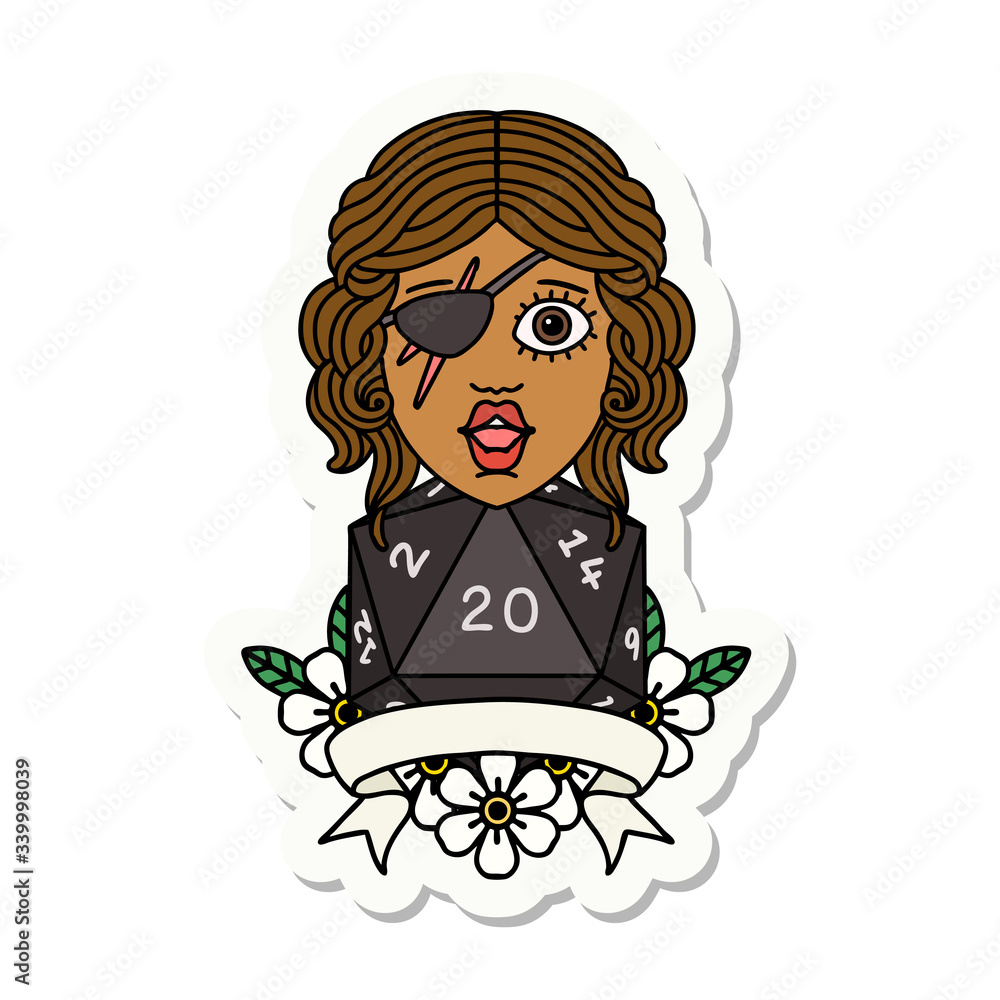 human rogue with natural 20 dice roll sticker human rogue with natural 20 dice roll sticker