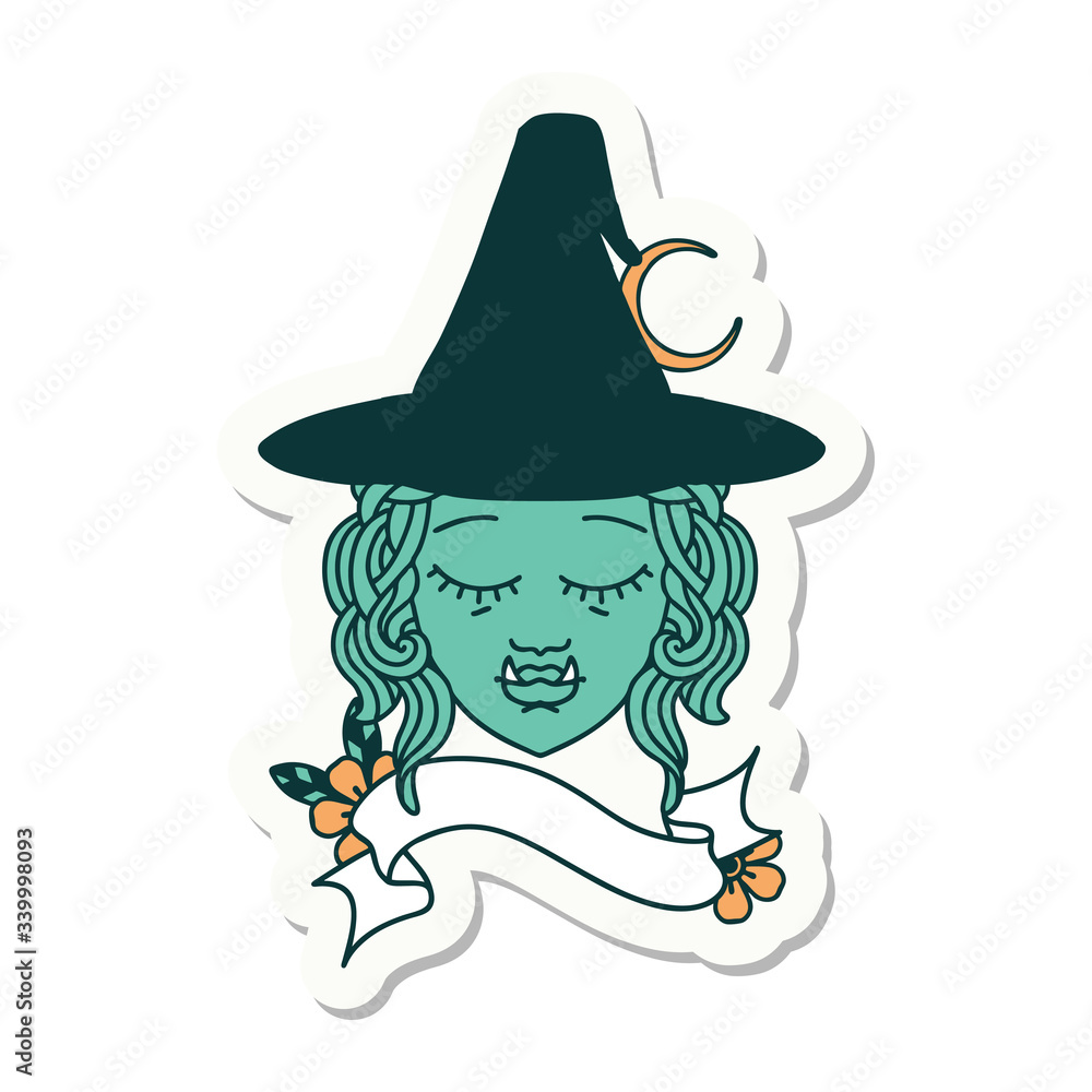 half orc witch character face sticker half orc witch character face sticker
