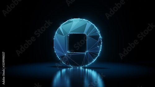 Tableau sur toile 3d rendering wireframe neon glowing symbol of stop circle on black background wi