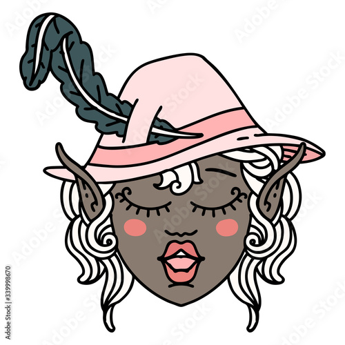 elf bard character face illustration