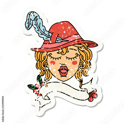 human bard character face grunge sticker
