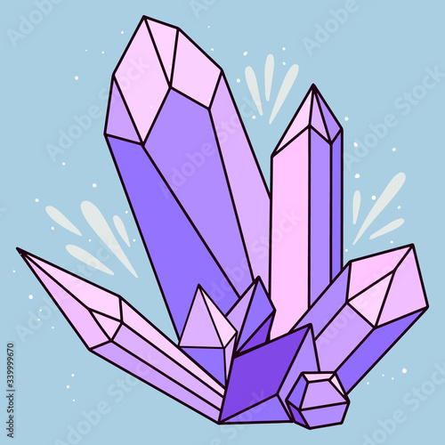 Vector purple magic crystal. Natural mineral