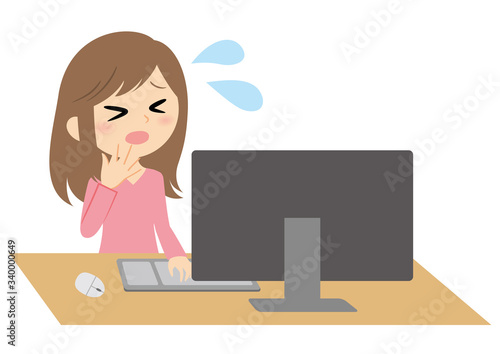 リモートワークの女性　焦る