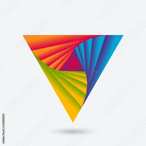 Twisting triangle abstract multicolor icon