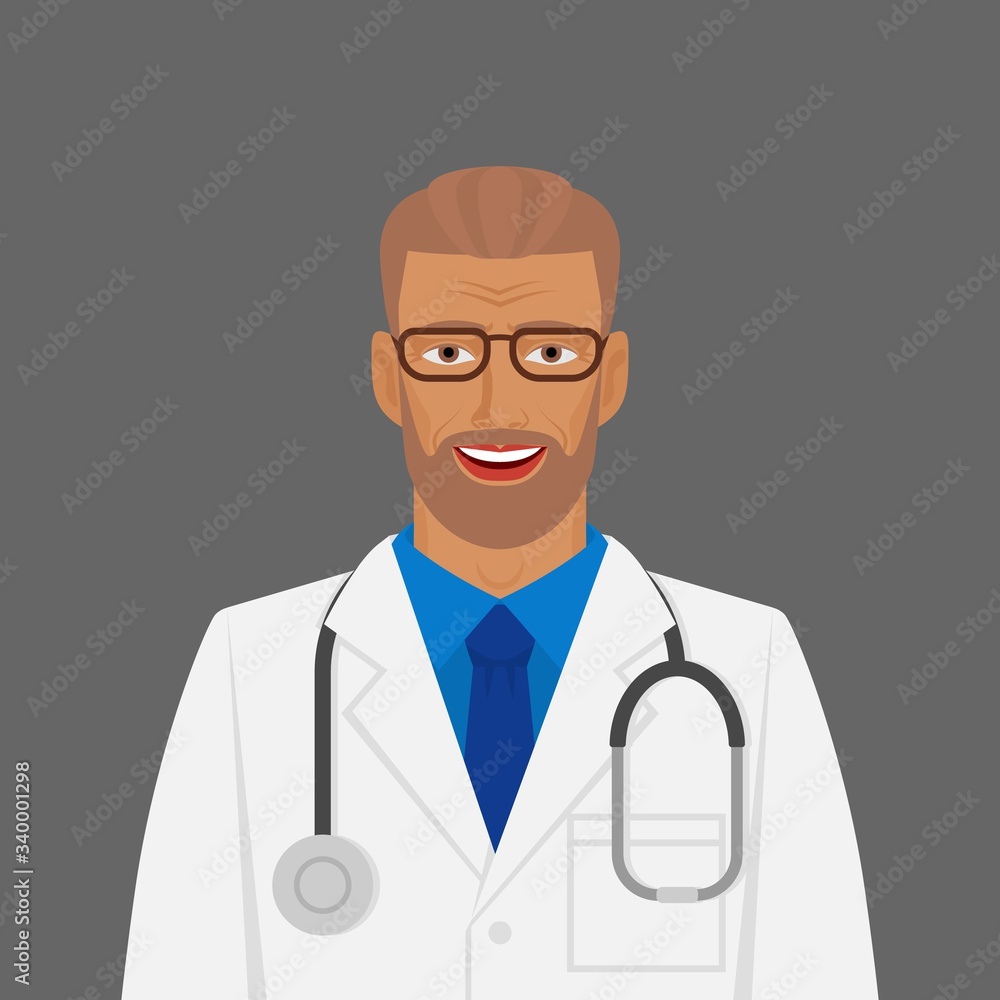 Doctor medic man in white coat with stethoscope