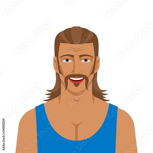 Handsome man with mullet hairstyle