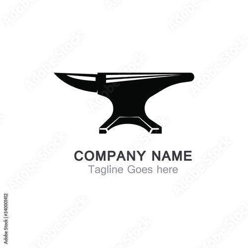 Anvil blacksmith vector logo design template on white Backgound