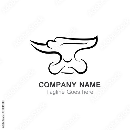 Anvil blacksmith vector logo design template on white Backgound