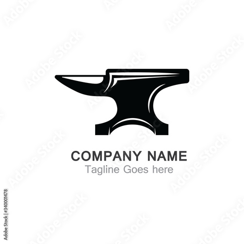 Anvil blacksmith vector logo design template on white Backgound