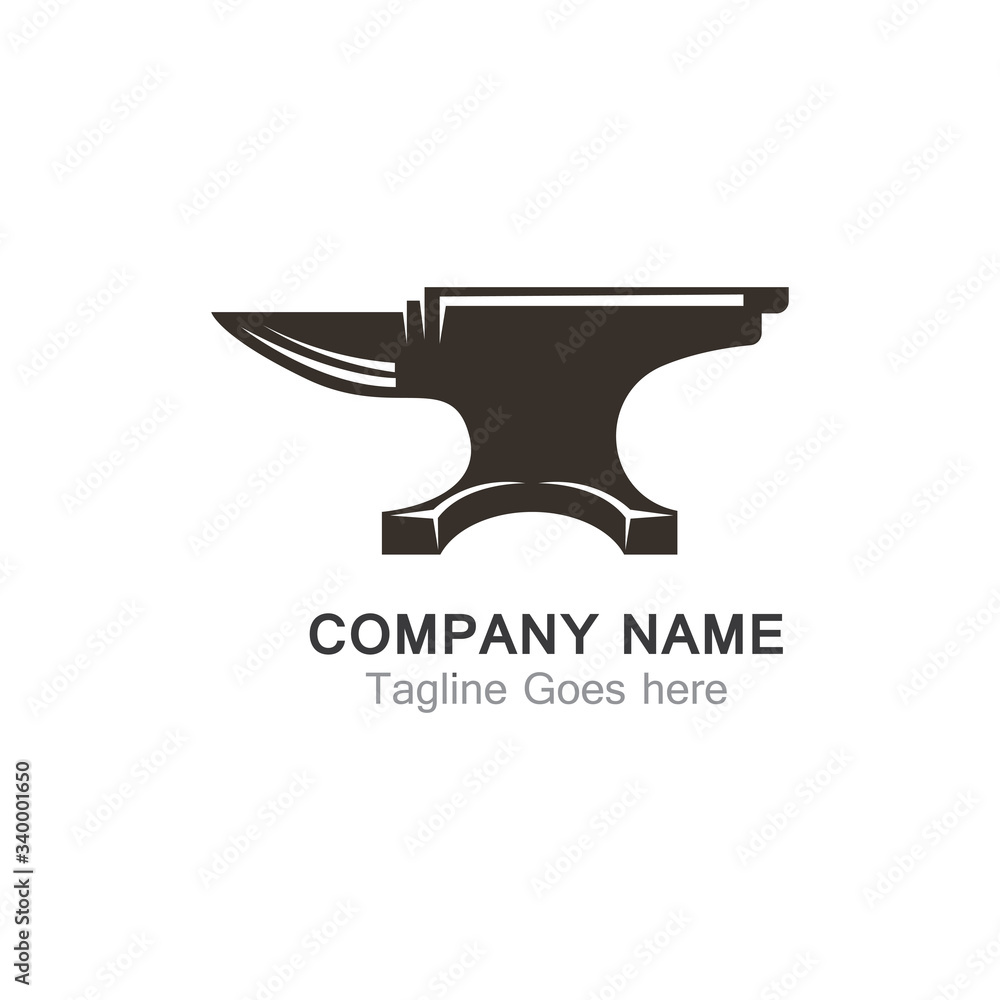Anvil blacksmith vector logo design template on white Backgound Anvil blacksmith vector logo design template on white Backgound