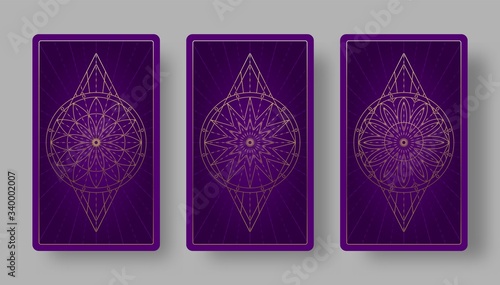 Tarot cards back set with stylized floral pattern