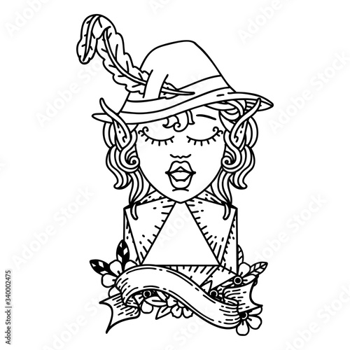 elf bard with natural twenty dice roll illustration