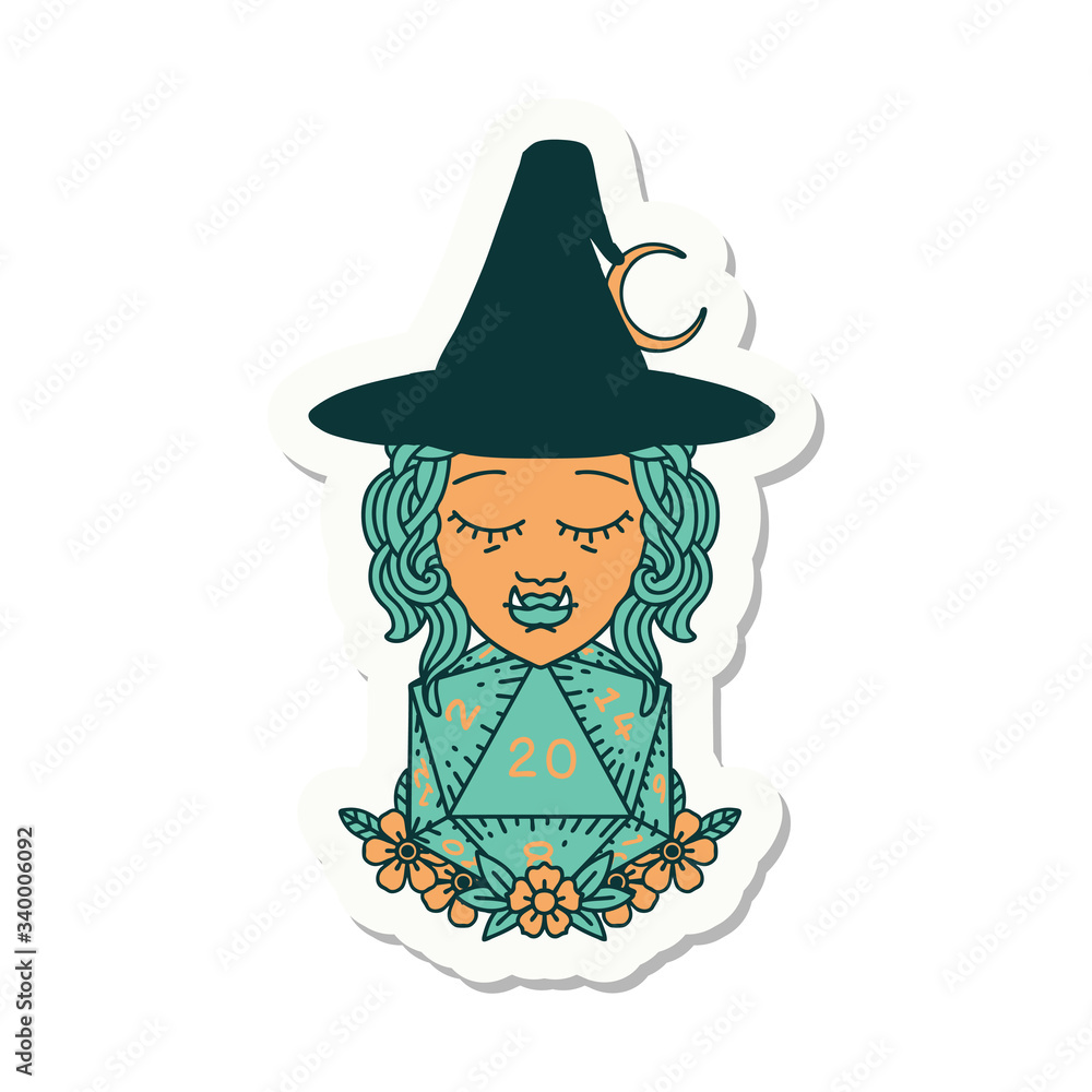 half orc wizard with natural twenty dice roll sticker half orc wizard with natural twenty dice roll sticker