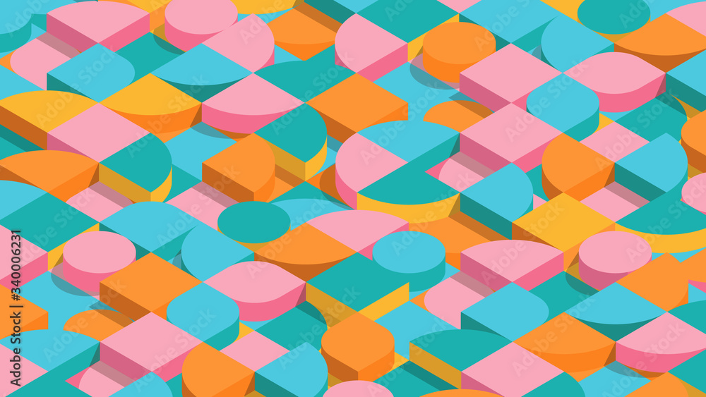 seamless pattern with colorful, isometric abstract background