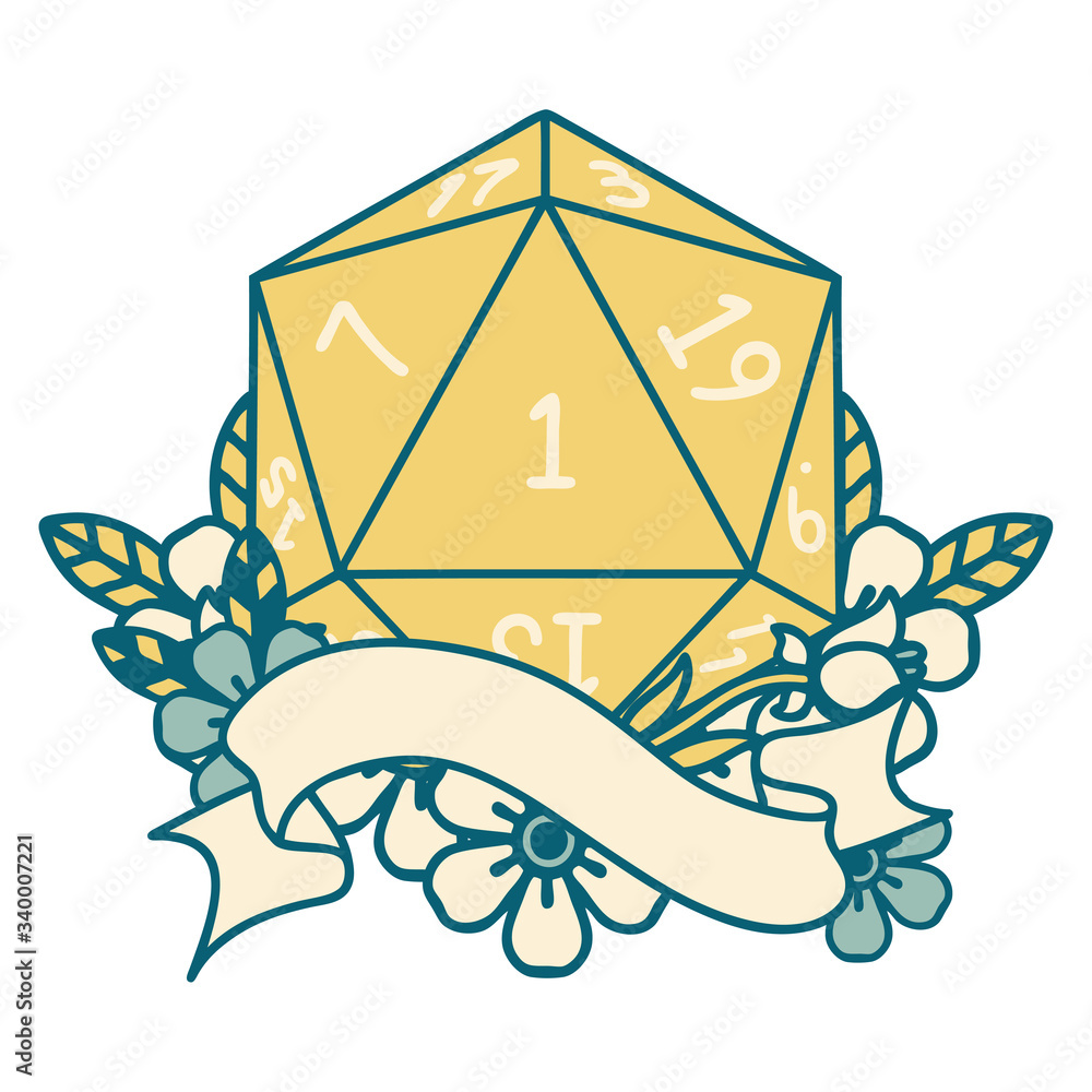 natural one d20 dice roll illustration natural one d20 dice roll illustration