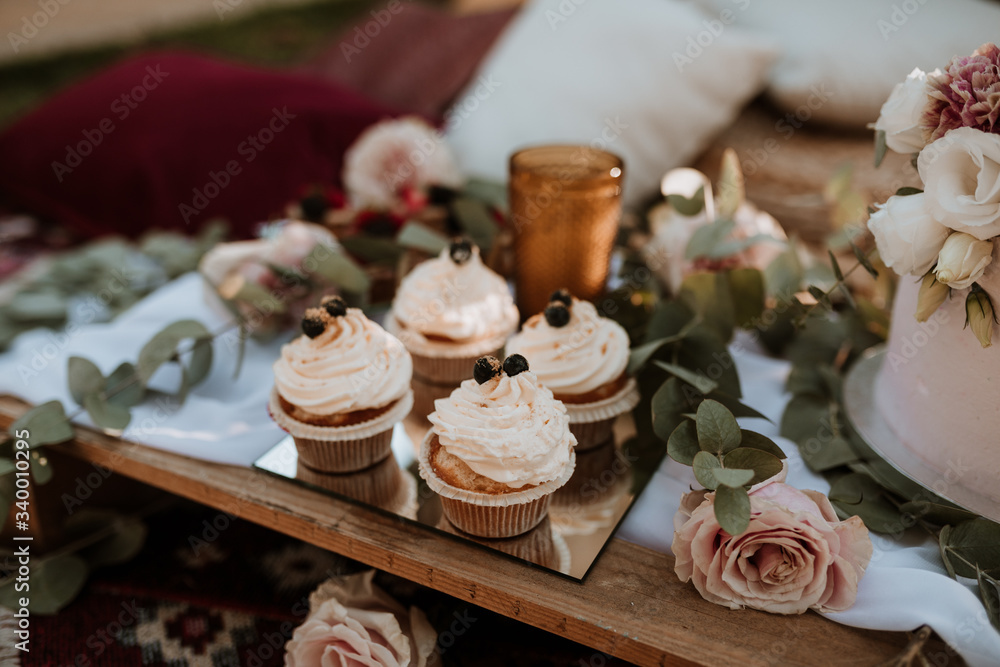 Cupcake on sweet wedding table