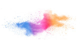Freeze motion of colorful color powder exploding on white background.
