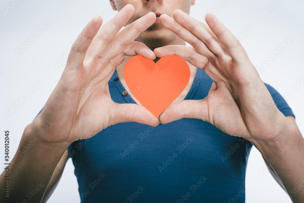 Fototapeta premium drawing picture in hand heart