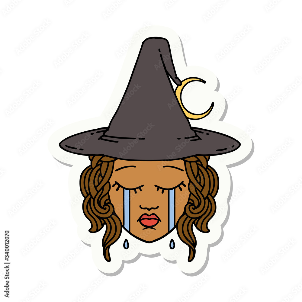 crying human witch character sticker