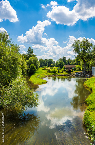 Flußlandschaft an der Kammel in Remshart-Rettenbach bei Günzburg, Bayern photo