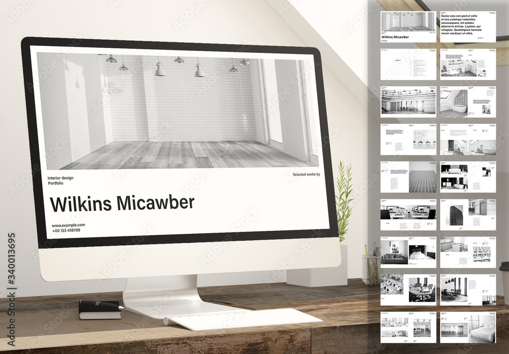Black and White Portfolio Digital Presentation Layout Stock Template ...