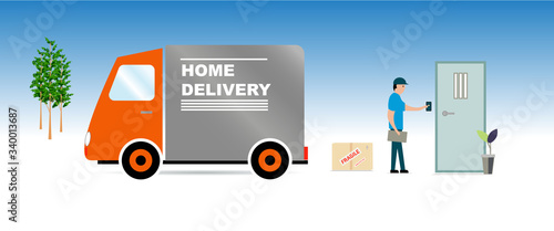 Home delivery vector illustration of Internet shopping