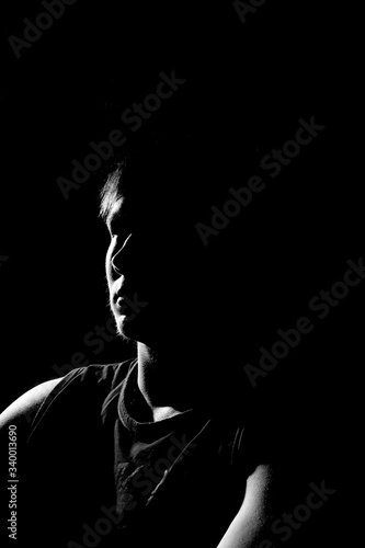 Black-and-white photo of a man with a guitar © Дмитрий Кузнецов