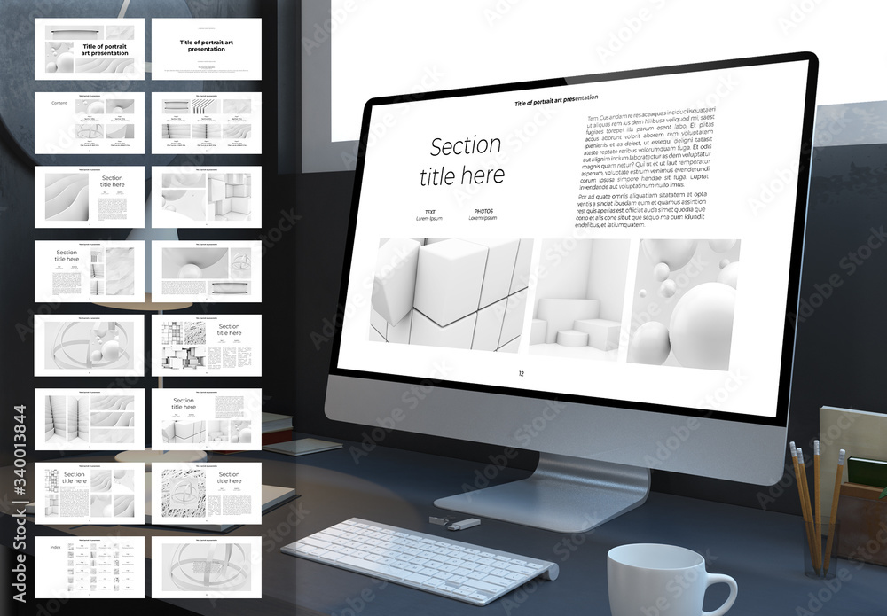 Black and White Digital Presentation Layout Stock Template | Adobe Stock