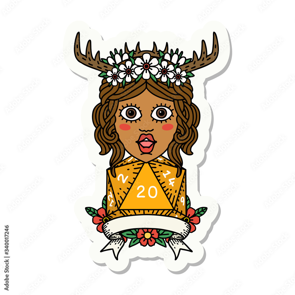 human druid with natural twenty roll sticker human druid with natural twenty roll sticker